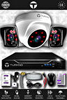 TURKNO 3 Kameralı Karia 1 İç Kamera Set 500 GB HDD Full HD Gece Görüşlü Güvenlik Kamerası Sistemi