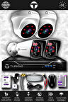 TURKNO 4 Kameralı Karia 2 İç Kamera Set 100 GB HDD Full HD Gece Görüşlü Güvenlik Kamerası Sistemi