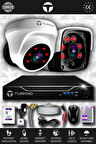 TURKNO 2 Kameralı Pania 1 İç Kamera Set 100 GB HDD Full HD Gece Görüşlü Güvenlik Kamerası Sistemi