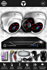 TURKNO 3 Kameralı Galia 2 İç Kamera Set HDD'siz Full HD Gece Görüşlü Güvenlik Kamerası Sistemi