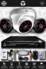 TURKNO 3 Kameralı Galia 1 İç Kamera Set 250 GB HDD Full HD Gece Görüşlü Güvenlik Kamerası Sistemi