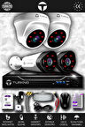 TURKNO 4 Kameralı Galia 2 İç Kamera Set 100 GB HDD Full HD Gece Görüşlü Güvenlik Kamerası Sistemi