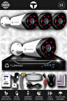 TURKNO 4 Kameralı Galia 4 Dış Kamera Set 100 GB HDD Full HD Gece Görüşlü Güvenlik Kamerası Sistemi