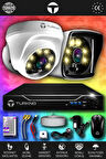 TURKNO 2 Kameralı Karie 1 İç Kamera Set HDD'siz Full HD Renkli Gece Görüşlü Güvenlik Kamerası Sistemi