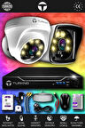 TURKNO 2 Kameralı Karie 1 İç Kamera Set 320 GB HDD Full HD Renkli Gece Görüşlü Güvenlik Kamerası Sistemi