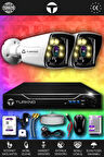 TURKNO 2 Kameralı Karie 2 Dış Kamera Set 250 GB HDD Full HD Renkli Gece Görüşlü Güvenlik Kamerası Sistemi
