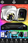 TURKNO 2 Kameralı Navie 1 İç Kamera Set 2 TB HDD Full HD Renkli Gece Görüşlü Güvenlik Kamerası Sistemi