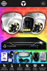 TURKNO 3 Kameralı Navie 2 İç Kamera Set 250 GB HDD Full HD Renkli Gece Görüşlü Güvenlik Kamerası Sistemi