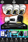 TURKNO 4 Kameralı Navie 3 İç Kamera Set 320 GB HDD Full HD Renkli Gece Görüşlü Güvenlik Kamerası Sistemi