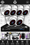TURKNO 6 Kameralı Domia 6 İç Kamera Set 500 GB HDD Full HD Gece Görüşlü Güvenlik Kamerası Sistemi