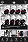 TURKNO 8 Kameralı Domia 8 İç Kamera Set 320 GB HDD Full HD Gece Görüşlü Güvenlik Kamerası Sistemi