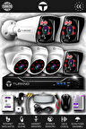 TURKNO 6 Kameralı Karia 3 İç Kamera Set 2 TB HDD Full HD Gece Görüşlü Güvenlik Kamerası Sistemi