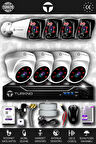 TURKNO 8 Kameralı Karia 4 İç Kamera Set 100 GB HDD Full HD Gece Görüşlü Güvenlik Kamerası Sistemi