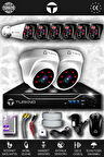 TURKNO 8 Kameralı Karia 2 İç Kamera Set HDD'siz Full HD Gece Görüşlü Güvenlik Kamerası Sistemi