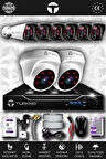 TURKNO 8 Kameralı Karia 2 İç Kamera Set 250 GB HDD Full HD Gece Görüşlü Güvenlik Kamerası Sistemi