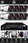 TURKNO 8 Kameralı Karia 8 Dış Kamera Set 500 GB HDD Full HD Gece Görüşlü Güvenlik Kamerası Sistemi