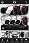 TURKNO 6 Kameralı Pania 3 İç Kamera Set 1 TB HDD Full HD Gece Görüşlü Güvenlik Kamerası Sistemi