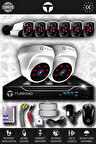 TURKNO 8 Kameralı Pania 2 İç Kamera Set HDD'siz Full HD Gece Görüşlü Güvenlik Kamerası Sistemi