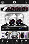 TURKNO 8 Kameralı Pania 2 İç Kamera Set 100 GB HDD Full HD Gece Görüşlü Güvenlik Kamerası Sistemi