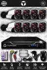 TURKNO 8 Kameralı Pania 8 Dış Kamera Set HDD'siz Full HD Gece Görüşlü Güvenlik Kamerası Sistemi