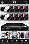 TURKNO 8 Kameralı Pania 8 Dış Kamera Set 500 GB HDD Full HD Gece Görüşlü Güvenlik Kamerası Sistemi