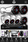 TURKNO 6 Kameralı Galia 3 İç Kamera Set 320 GB HDD Full HD Gece Görüşlü Güvenlik Kamerası Sistemi