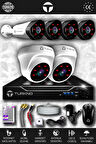 TURKNO 6 Kameralı Galia 2 İç Kamera Set HDD'siz Full HD Gece Görüşlü Güvenlik Kamerası Sistemi