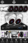 TURKNO 6 Kameralı Galia 2 İç Kamera Set 1 TB HDD Full HD Gece Görüşlü Güvenlik Kamerası Sistemi