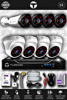 TURKNO 8 Kameralı Galia 4 İç Kamera Set 500 GB HDD Full HD Gece Görüşlü Güvenlik Kamerası Sistemi