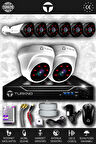 TURKNO 8 Kameralı Galia 2 İç Kamera Set HDD'siz Full HD Gece Görüşlü Güvenlik Kamerası Sistemi