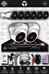 TURKNO 8 Kameralı Galia 2 İç Kamera Set 100 GB HDD Full HD Gece Görüşlü Güvenlik Kamerası Sistemi