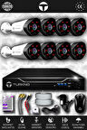 TURKNO 8 Kameralı Galia 8 Dış Kamera Set HDD'siz Full HD Gece Görüşlü Güvenlik Kamerası Sistemi