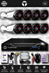 TURKNO 8 Kameralı Galia 8 Dış Kamera Set 100 GB HDD Full HD Gece Görüşlü Güvenlik Kamerası Sistemi