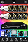 TURKNO 8 Kameralı Karie 8 Dış Kamera Set 100 GB HDD Full HD Renkli Gece Görüşlü Güvenlik Kamerası Sistemi