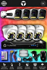 TURKNO 8 Kameralı Navie 4 İç Kamera Set HDD'siz Full HD Renkli Gece Görüşlü Güvenlik Kamerası Sistemi