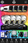 TURKNO 8 Kameralı Navie 4 İç Kamera Set 500 GB HDD Full HD Renkli Gece Görüşlü Güvenlik Kamerası Sistemi