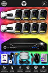 TURKNO 8 Kameralı Navie 8 Dış Kamera Set 100 GB HDD Full HD Renkli Gece Görüşlü Güvenlik Kamerası Sistemi