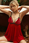 Kadın Kırmızı Arka Kısmı Açık Özel Gecelik