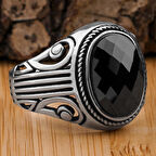 Siyah Zirkon Taşlı 925 Ayar Gümüş Yüzük 