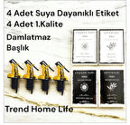 4 Adet Gold Yağdanlık Başlığı 4 Adet Suya Dayanıklı Etiket 