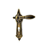 Antika Tarz Dekoratif Pirinç Şato Model Banyo, Wc Kapı Kolu - 262x83 Mm, Antik