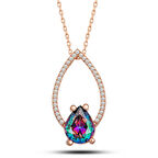 Gümüş Rose Mistik Topaz Taşlı Damla Kadın Kolye