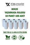 80x20 Termal Rulo - Yazarkasa Adisyon Rulosu 10 Paket 100 Adet