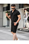 Erkek  Burgulu Yazlık Basic Oversize Şort Gömlek Takım