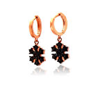 Siyah Zirkon Taşlı Kar Tanesi Gümüş Küpe