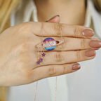 925 Ayar Gümüş Zirkon Taşlı Gezegen Kolye