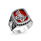 925 Ayar Gümüş Akik Taşlı Tuğra Model Yüzük