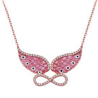 Pembe Melek Kanatlı Sonsuzluk Gümüş Kolye