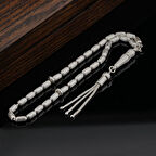 Kapsül Kesim Çizgili Gümüş Tesbih Model 1