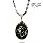 La Galibe İllallah Allah'tan Başka Galip Yoktur Yazılı Kalın Zincirli Gümüş Kolye